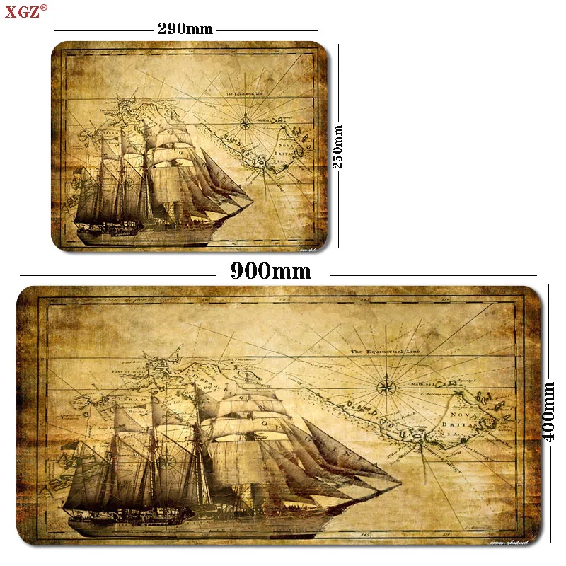 XGZ Old Sailing Boat Pattern Mouse Pad Big Seam Mouse Pad Big Table Mat Game 80x30cm Rubber Csgo Mouse Office Work Non-slip Mat