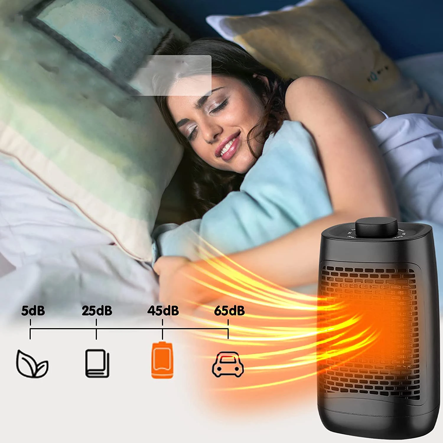 1200W Adjustable Thermostat and Overheat Protection Ceramic, Portable Heater with Carrying Handle, Fast Heater for Indoor Use