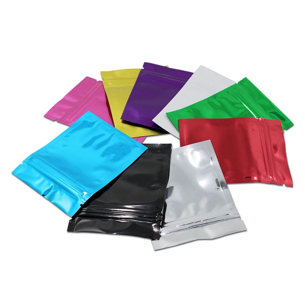 

1000Pcs Zip Lock Resealable Waterproof Storage Packaging Pouches Glossy Aluminum Mylar Foil Tear Notch Self Seal Food Snack Bag