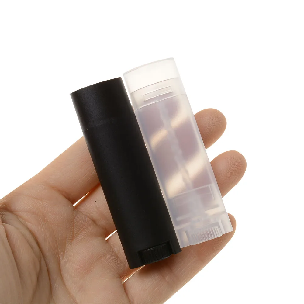 

5 PCs Empty Oval Lipstick Tubes White Black Refillable Lip Balm Bottle Plastic DIY Deodorant Containers Holder Vials New