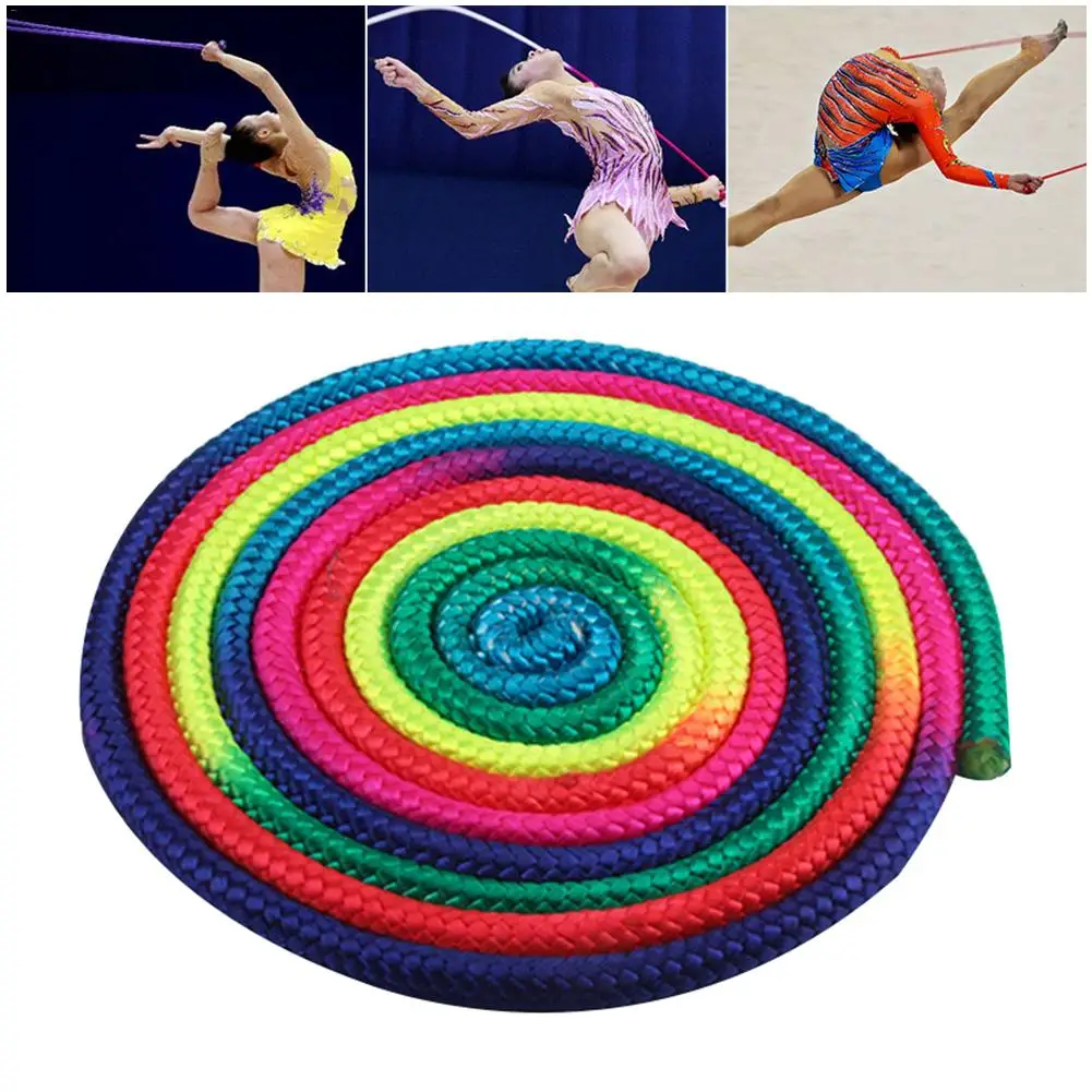 Colorful Gymnastics Rope Aerobics Skipping Rope Gradient Rhythmic Gymnastics Arts Jumping Rope for Sports Training Exercise Fitn