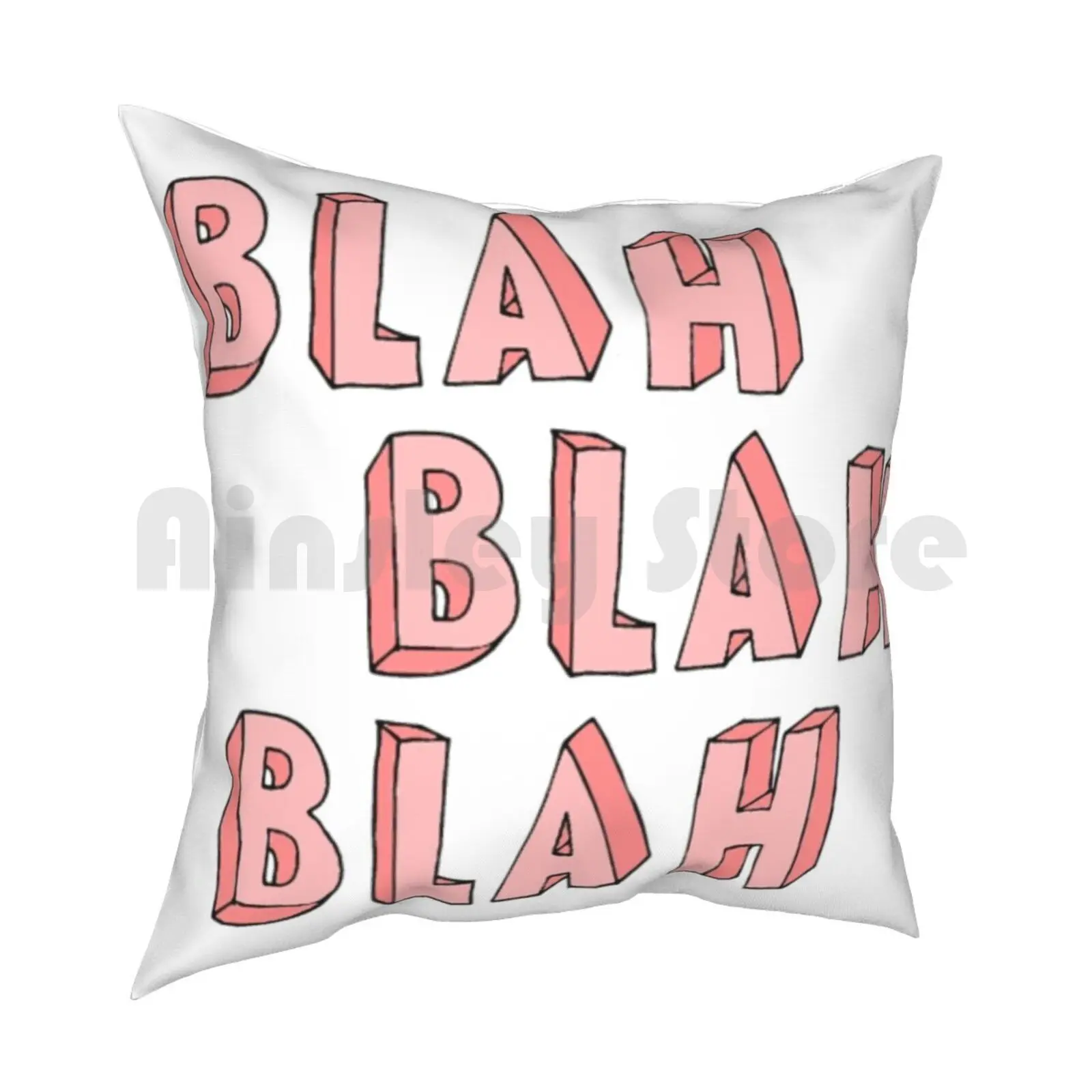 Blah , Blah , Blah Pillow Case Printed Home Soft DIY Pillow cover Letters Names Phrases Verses Number Red Green Yellow Pink