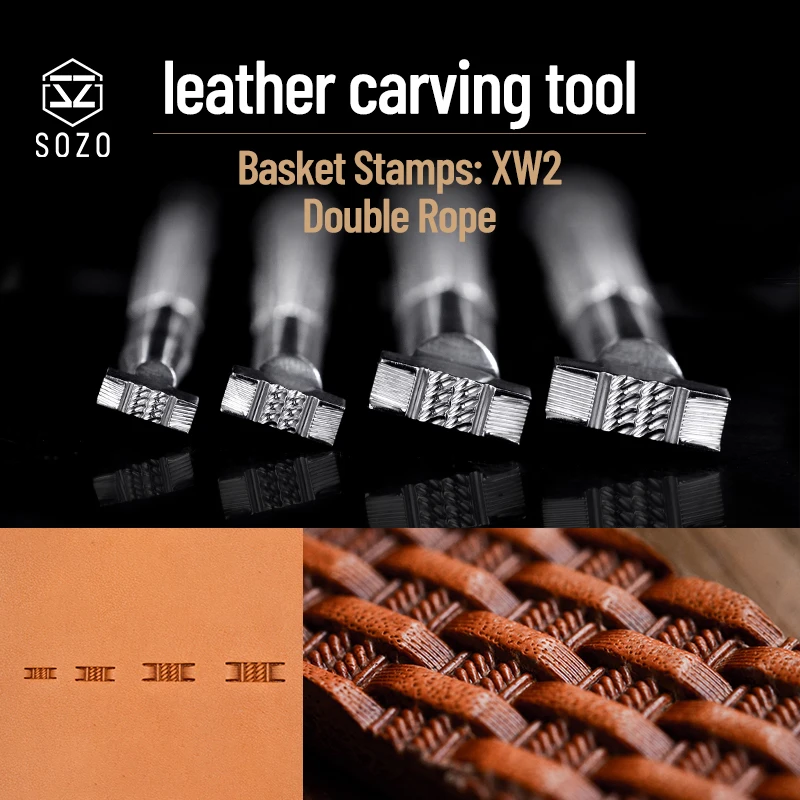 SOZO XW2 Basket Pattern Leather Stamping Tool  Double Rope Handmade Carving Printing  Stamps Saddle Making 304 Stainless Steel