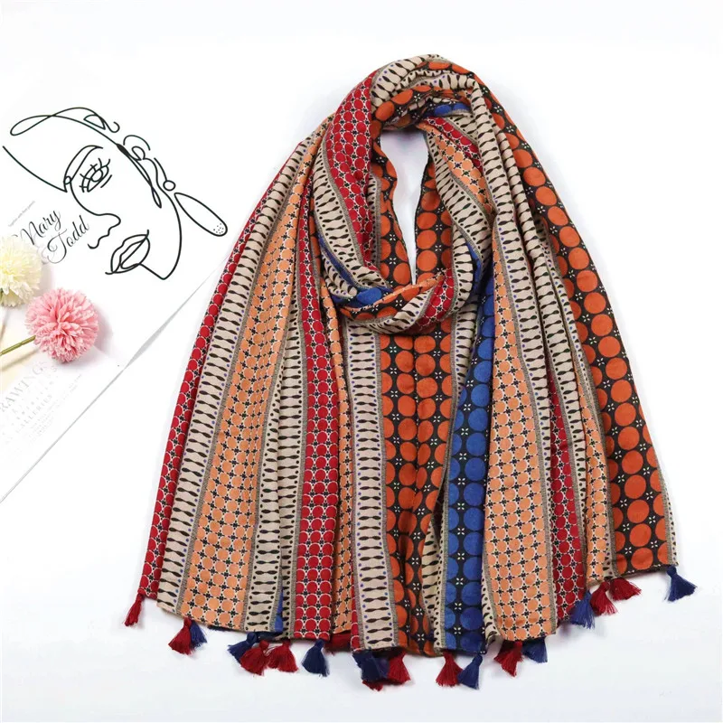 Lightweight Polka Dots Print Scarf For Women Fashion Fall Winter Soft Thick Large Scarves Sunscreen Bohemian Shawls Head Wraps