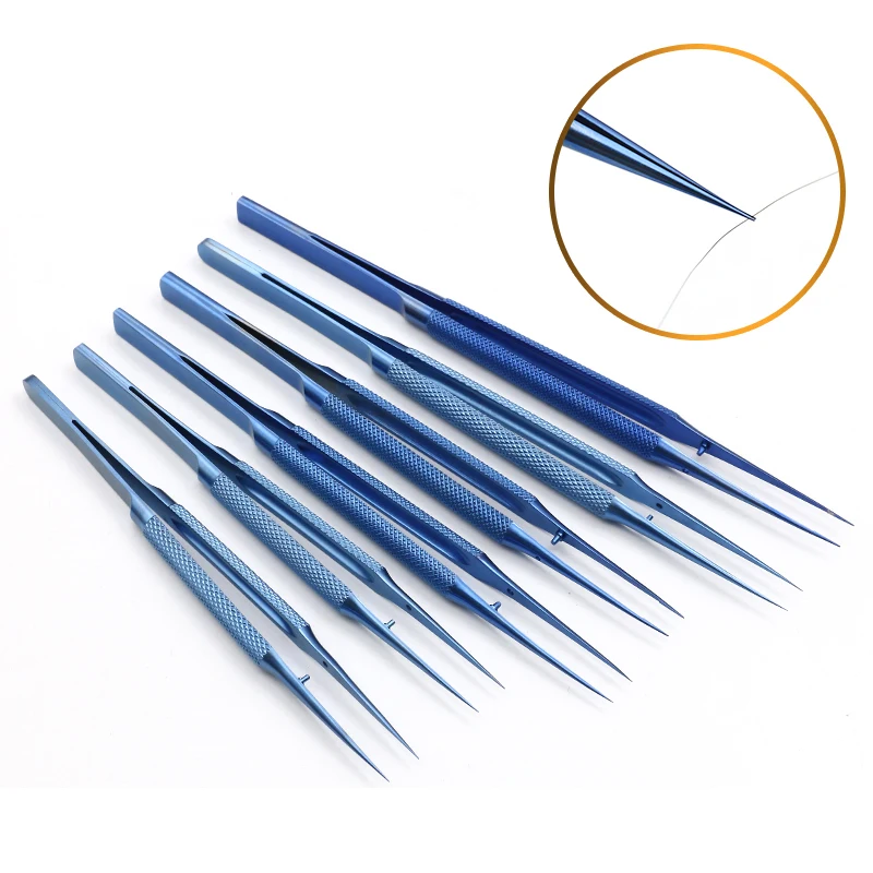 14CM Titanium alloy Microscopic instruments Micro scissors Toothed Forceps tweezer