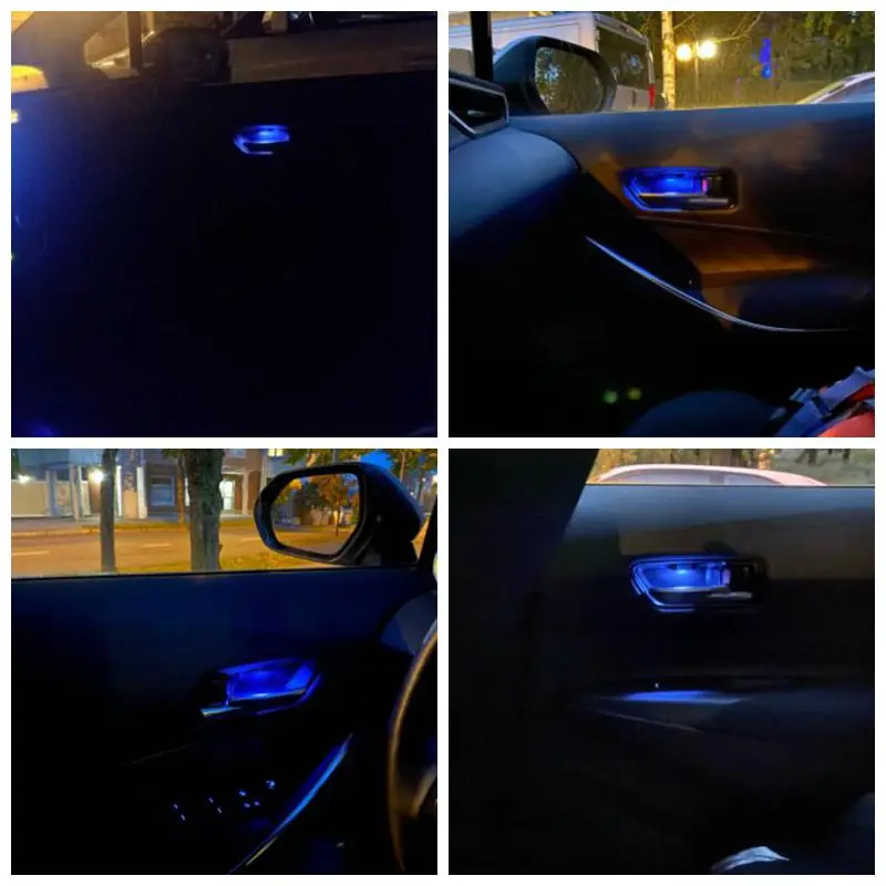 Car LED Door Bowl Armrest Atmosphere Light Interior Lights Decoration Door Bowl Handle Frame Light for Toyota Corolla Cross 2020