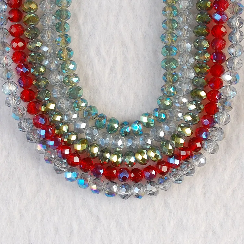 Loose Rondelle Cube Crystal Beads For Jewelry Making Diy Needlework AB Color Spacer Faceted Glass Beads Wholesale