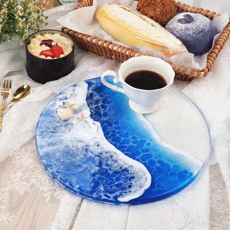 DIY Swing Table Crystal Epoxy Resin Round Tray Mirror Silicone Mold