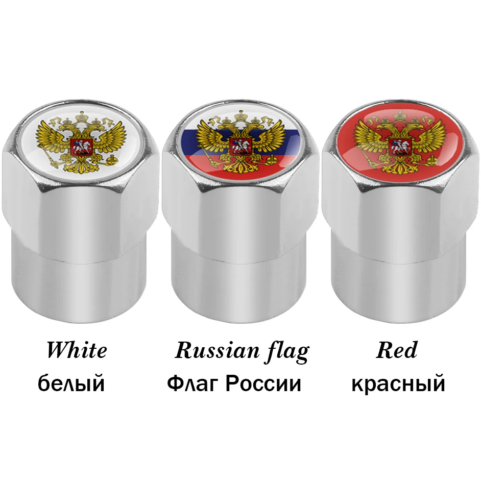 4PCS Car Russian Russia Flag Badge Aluminum Wheel Tire Valve Caps For Lada Audi Jeep Jaguar Lexus Mazda Nissan VW MINI BMW Skoda