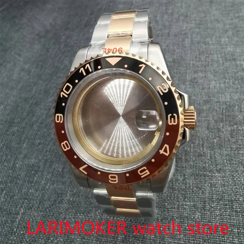 40 mm stainless steel rose gold strap bracelet, sapphire glass ETA NH36 MH35 case, black brown bezel