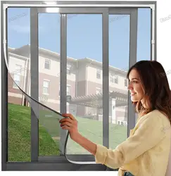 60 cm Width, Adjustable Magnetic Window Screen for Window, Anti Mosquito Net Mesh with Full Frame, Easy DIY Installation