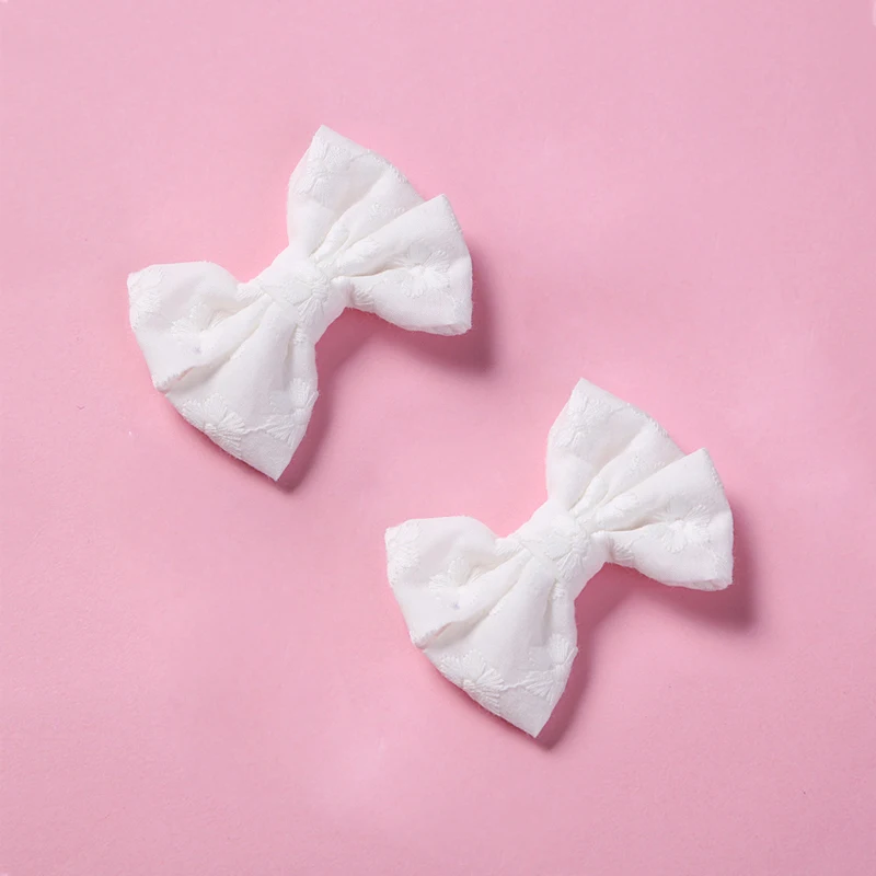 

2Pcs Baby Hair Clips Girls Embroidery Bow Hairpins Infant Child Solid Color Hairclips Toddler Pricess Hair Accessories Side Clip