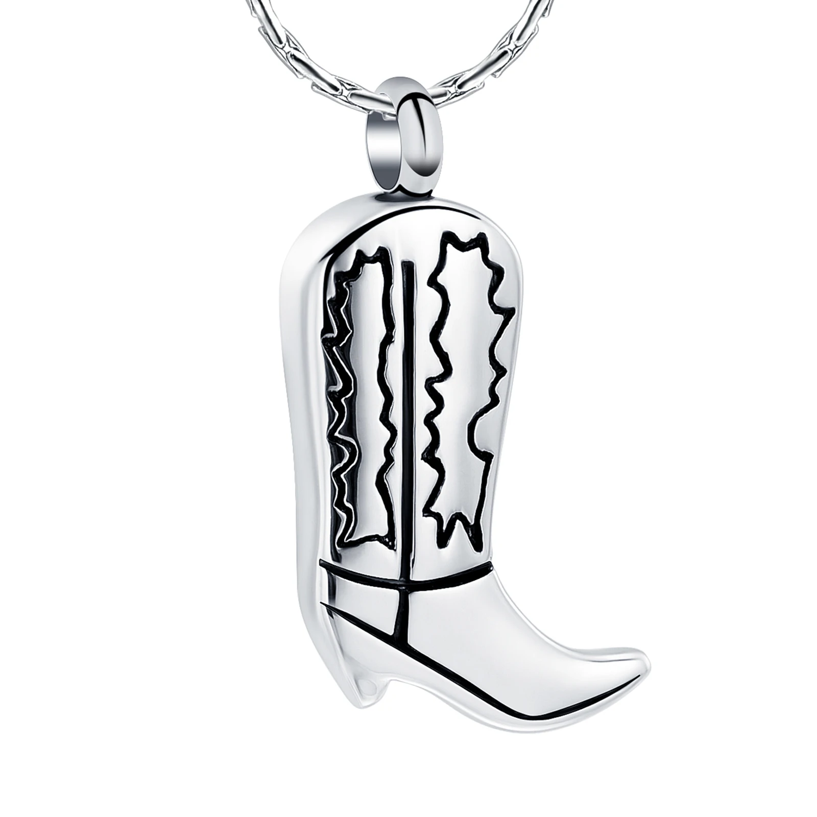 Cremation Memorial Urn Jewelry Ashes Necklace Stainless Steel Boot Design Pendant Keepsake