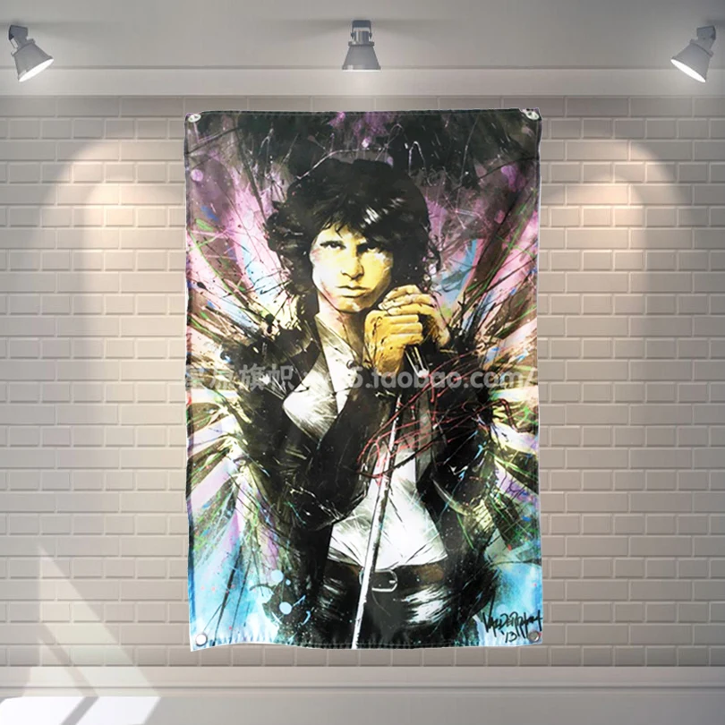 

Rock and Roll Hanging cloth Stickers Famous Band Posters Hanging Printing Wall Art Music Studio Home Decor Banner Flag For Gift