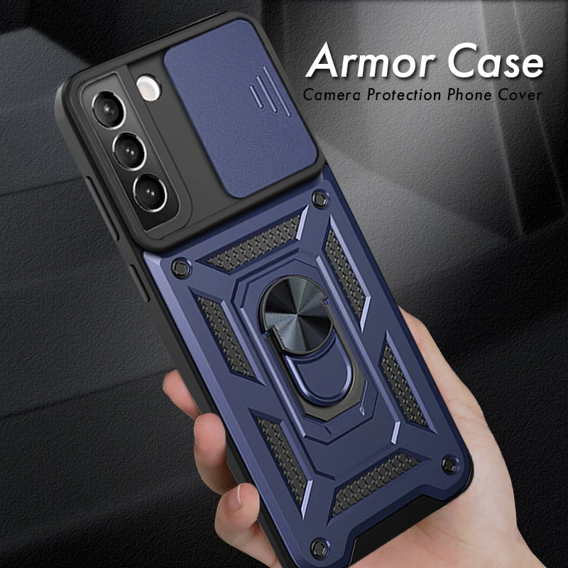 For Samsung S22 Ultra Case Camera Protection Armor Phone Cover For Samsung Galaxy S22 S 22 Ultra Plus Magnetic Holder Ring Cover