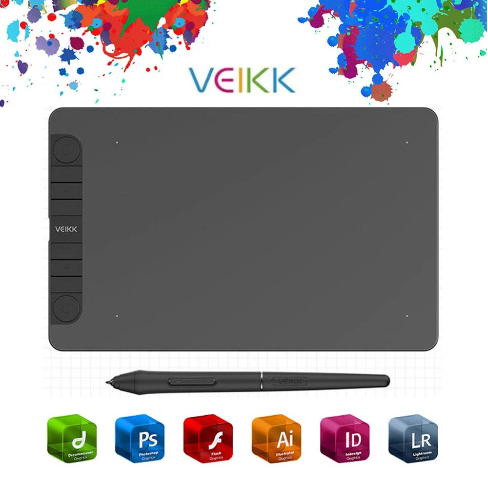 

VEIKK VK1060Pro 10x6 inch Graphics Tablet Animation Drawing Board 8192 pressure attery-Free Pen For OSU game Online Education