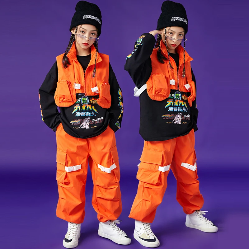 

Street Dance Outfits Boys Hip Hop Streetwear Girls Jazz Dancing Clothes Modern Performance Stage Costume Dancewear YS2939