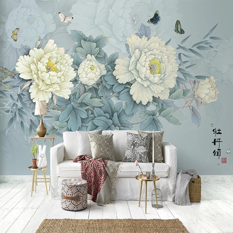Custom Mural Wallpaper 3D Peony Flower And Bird Wall Painting Study Living Room Sofa TV Background Home Decor Papel De Parede