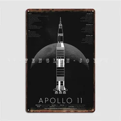 Apollo 11 Saturn V Rocket Poster Metal Plaque Vintage Party Pub Garage Decoration Tin Sign Poster