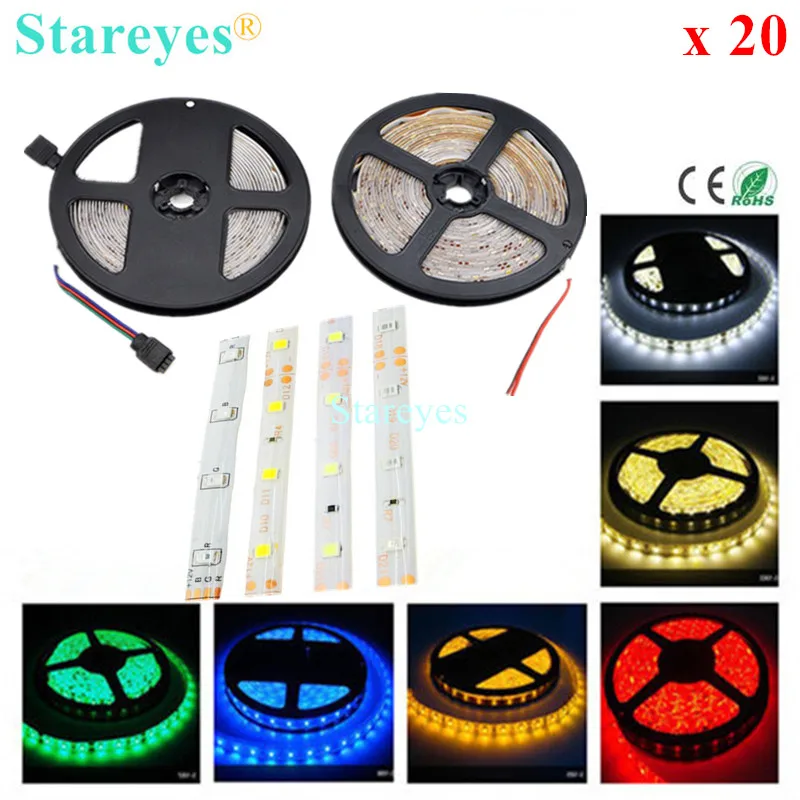 20 pcs SMD 3528 2835 54 60 LED/m RGB LED Strip 5M 270 300 LED IP65 Waterproof flashlight string LED Light string Lighting tape