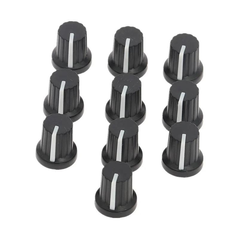 10pcs Black Volume Control Potentiometer Knob Cap Plastic  For 6mm Shaft Hole Potentiometer