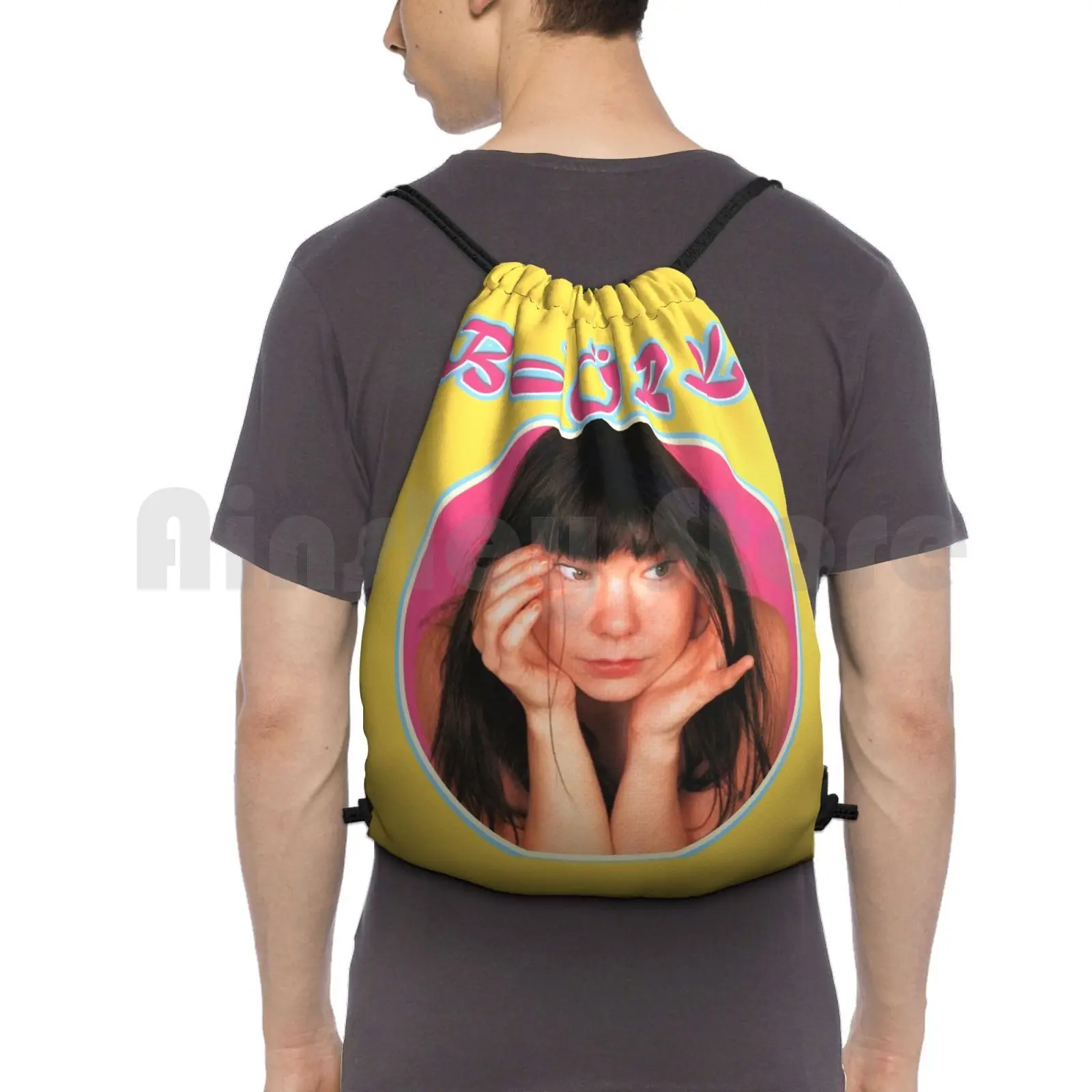 

Bjork Circle Tee Backpack Drawstring Bag Riding Climbing Gym Bag Bjork Music Avant Garde Female 90s Electronic Pop Mu