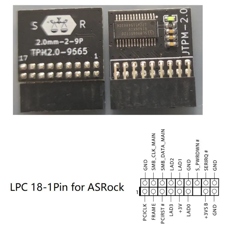 LPC TPM 2.0 Encryption Security Module Remote Card 12pin 14pin 18pin TPM2.0 Module Board For MSI ASUS ASROCK Gigabyte Windows 11