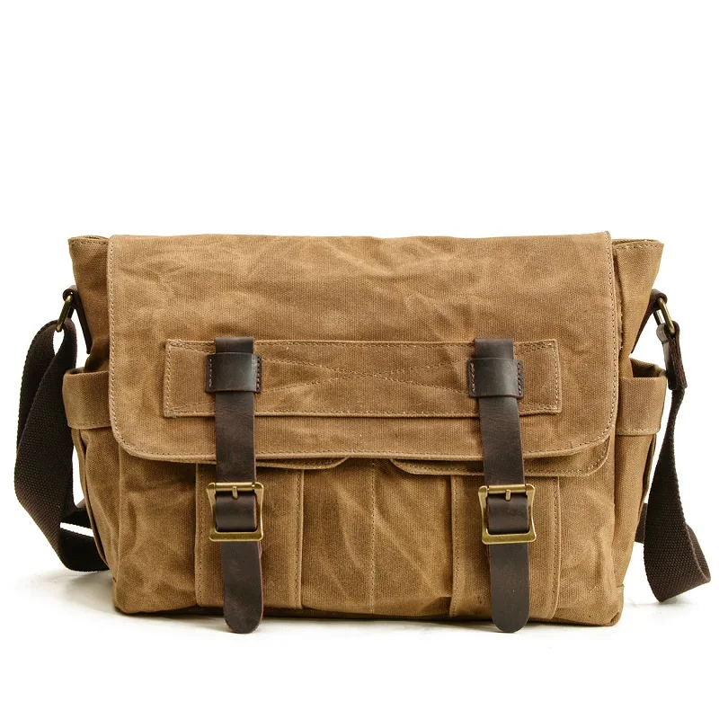 Styl angielski Men Messenger Bag Retro Canvas School Satchel Teenager Briefcase Waterproof