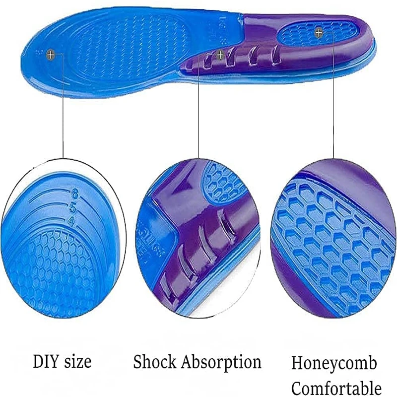 1Pair Orthopedic Insoles for Shoes Arch Support Silicone Gel Insole Non Slip Shoe Pads Plantar Fasciitis Inserts Size EU33-50