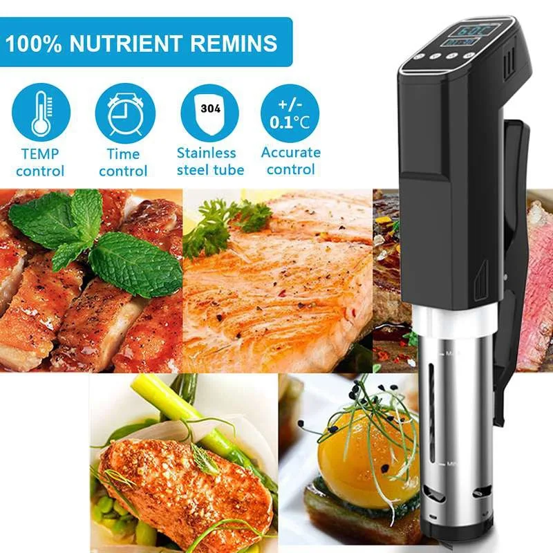 1000W Vacuum Sous Vide Slow Food Cooker Cooking Machine Sturdy Immersion Heater Circulator LCD Digital Timer Precise Temperature