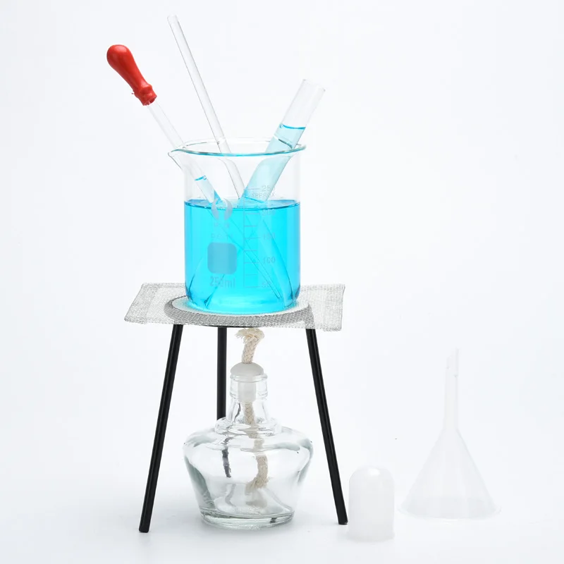 Beaker + Test Tube + Erlenmeyer Flask + Alcohol Lamp + Plastic Dropper + Flask + Erlenmeyer Flask Heat Resistant Set