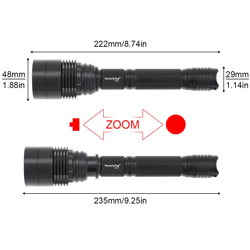 SecurityIng Infrared Flashlight 10W IR 850nm T50 LED Zoomable Night Vision Torch Infrared Flashlight Tactical Hunting Flashlight