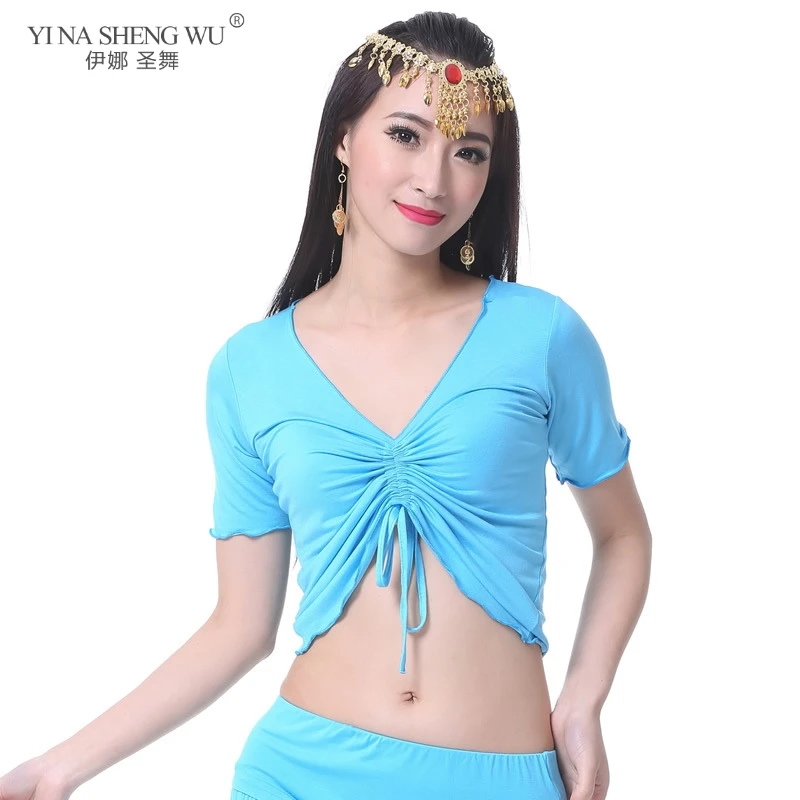 Women Cotton Dance Top Belly Dance Practice Top Adult Short Sleeves Bellydance Costume Accessories Tops 9 Colors Sexy Tops