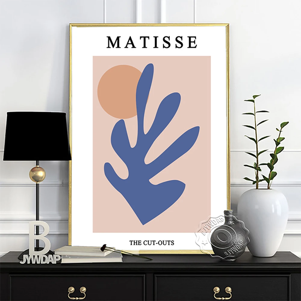 Henri Matisse Exhibition Poster, Matisse Cut Outs Art Prints, Color Plant Coral Float Grass Wall Picture, Abstract Body Wall Art