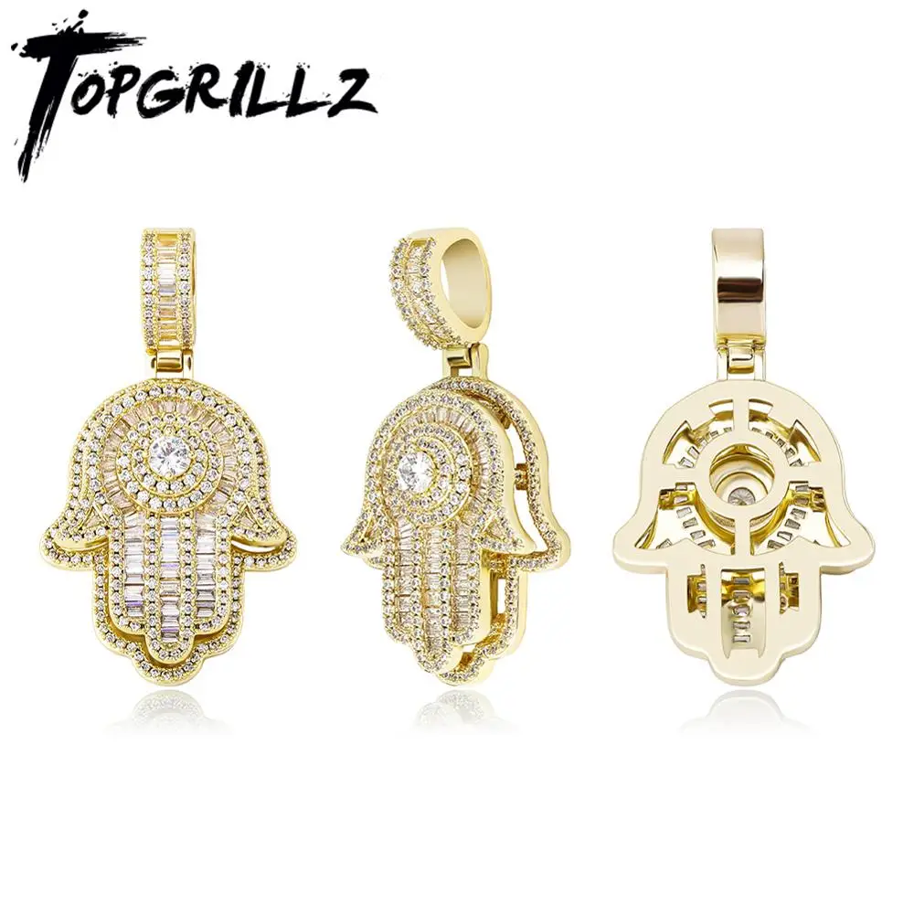 TOPGRILLZ New Hand Pendant Necklace With 4MM Tennis Chain High Quality Micro Pave Iced Out Cubic Zirconia Hip Hop Jewelry