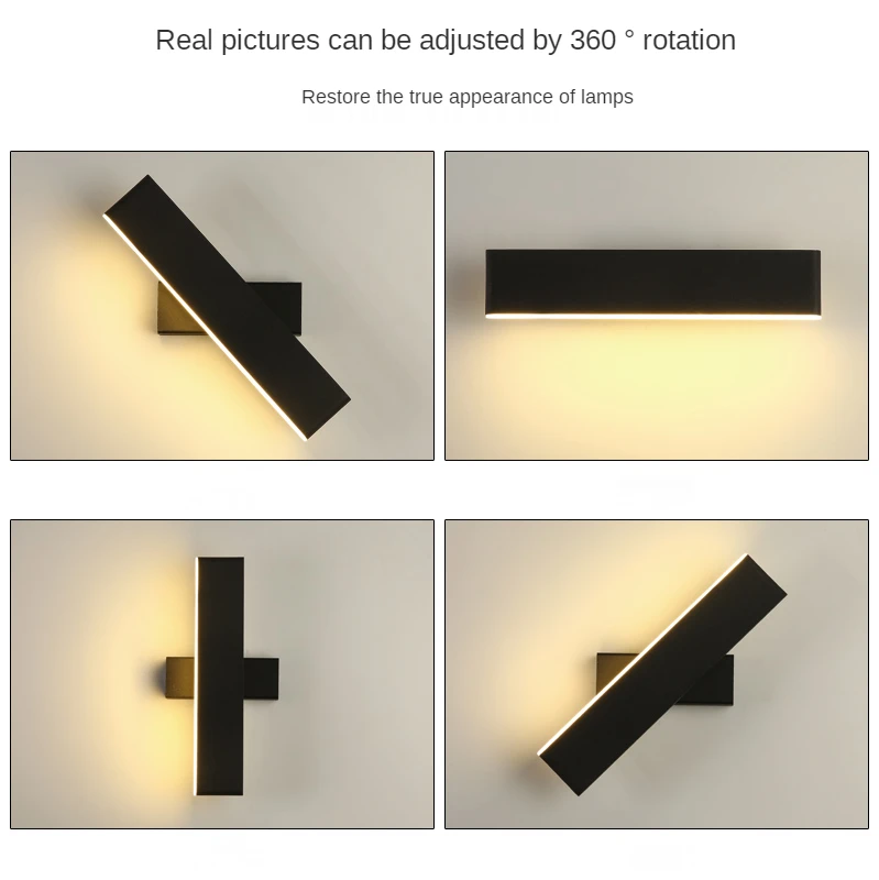 Modern Led 360 Degree Rotate Wall Lamps Fixture for Bedroom Hotel Bedside Sconce Lights Luminaire Reading Lighting Decoration