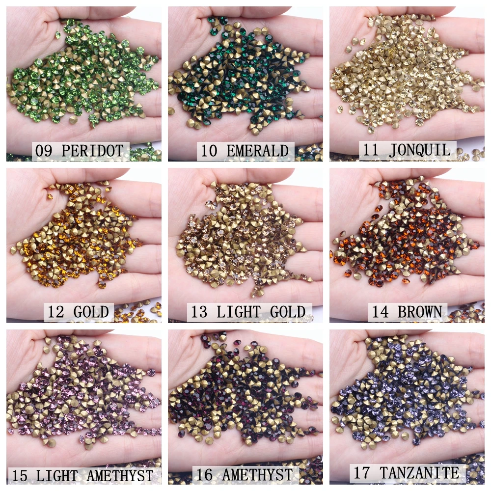 Shiny Glass Rhinestones Many Colors ss6-ss10 1.9-2.8mm Mini Pointback Stones Loose Strass Bead DIY Nail Art Decoration