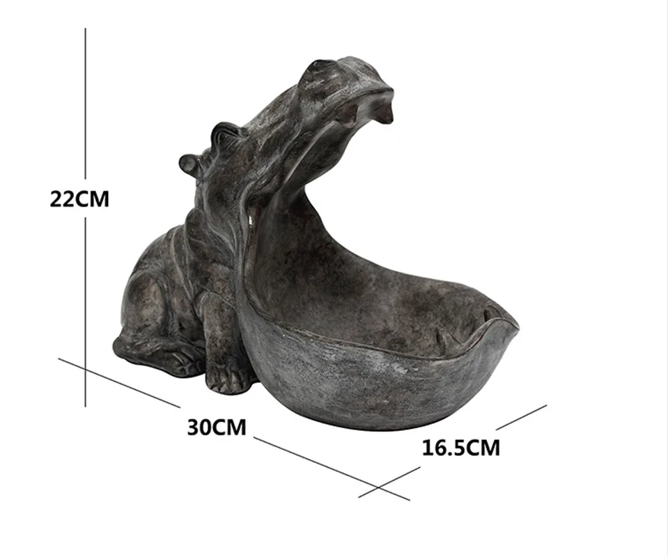Abstract Hippopotamus Statue With Storage Funcion Resin Artware Sculpture Ornament For Desk Home Decoration Accessories