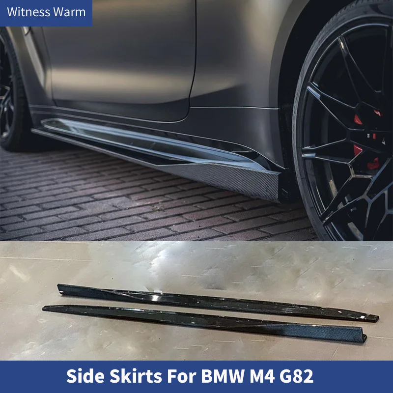 Dry Carbon Fiber Material Side Skirts Extensions Lip Apron For BMW M4 G82 Car Tuning 2021 UP