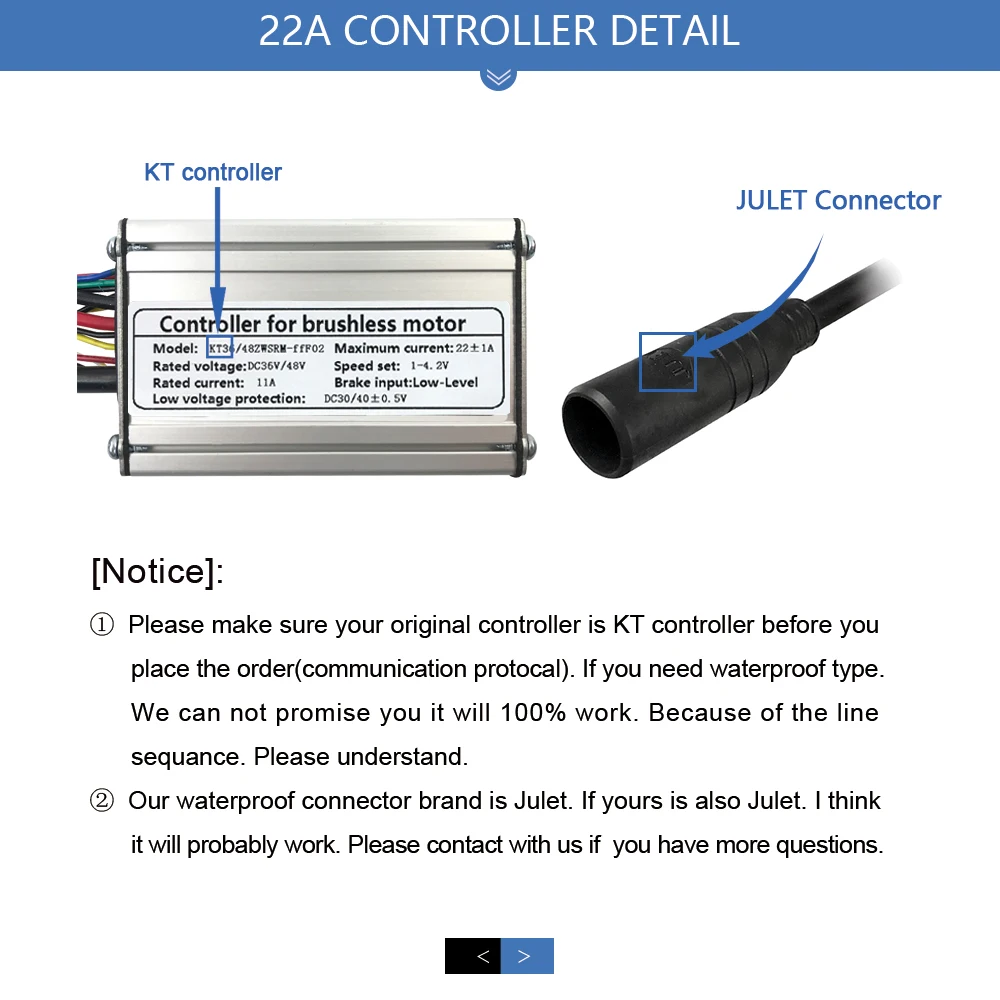 Electric bicycle Controller 36V48V 500W 9 Mosfets 22A KT Controller With Light Function For brushless Electric Bicycle Wheel Kit