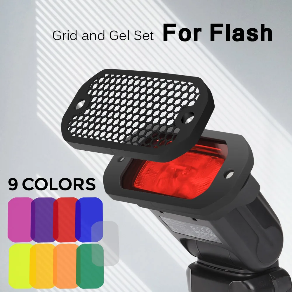 AODELAN Flash Speedlight Honeycomb Grids and Gel Set Lighting Modifier with Magnetic 9 Colors Flash Accessories Kits as MagMod