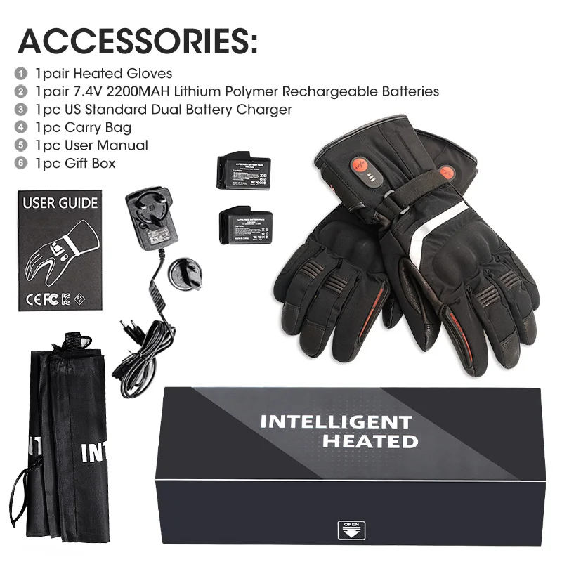 Winter Electric Motorcycle Heated Gloves Ski Mittens Womens Cycling Waterproof For Sports Warm Men Touch Screen Battery Gloves