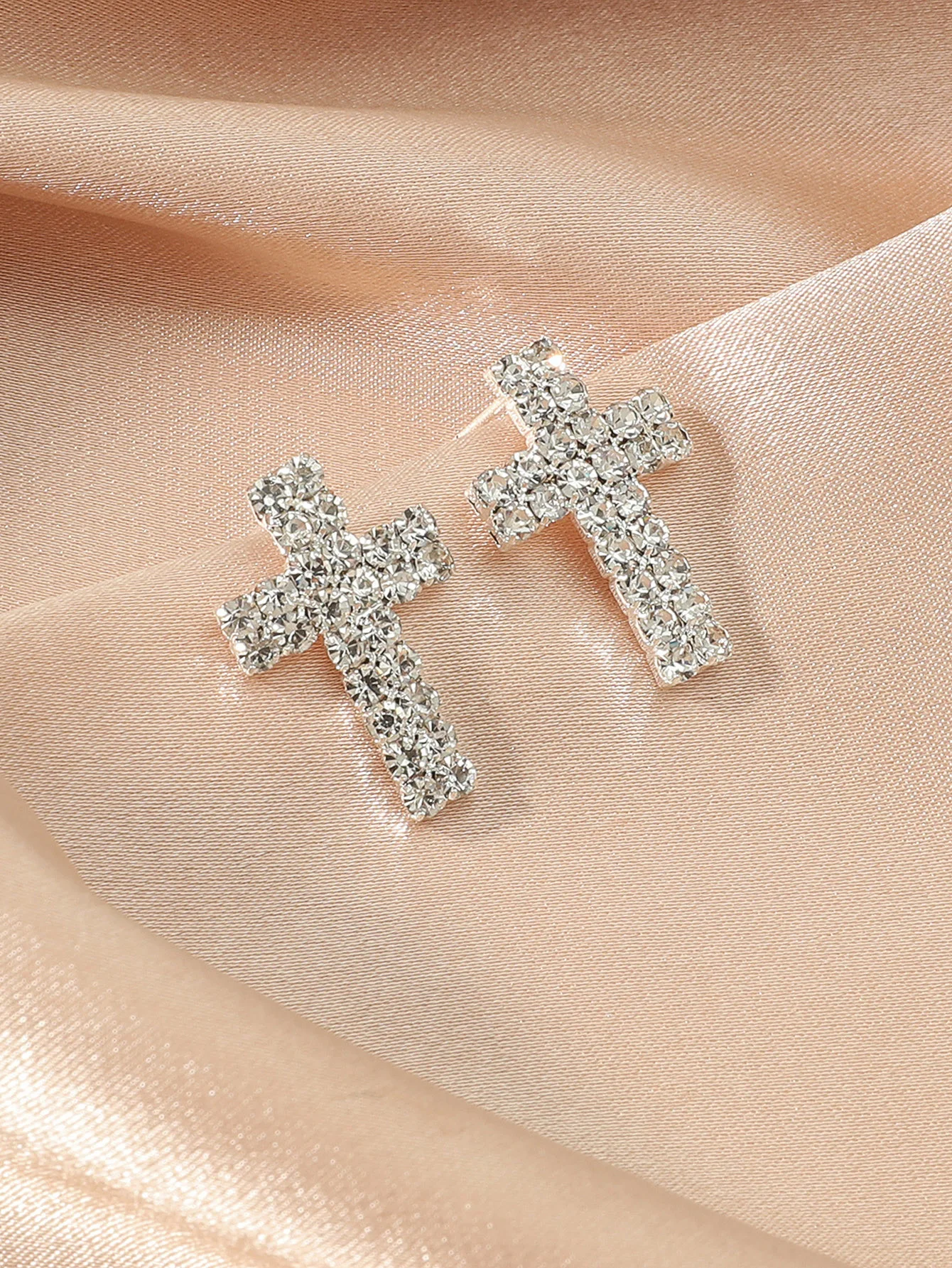 MANGOSKY CZ Crystal Cross Earrings Stud For Women 1Pair