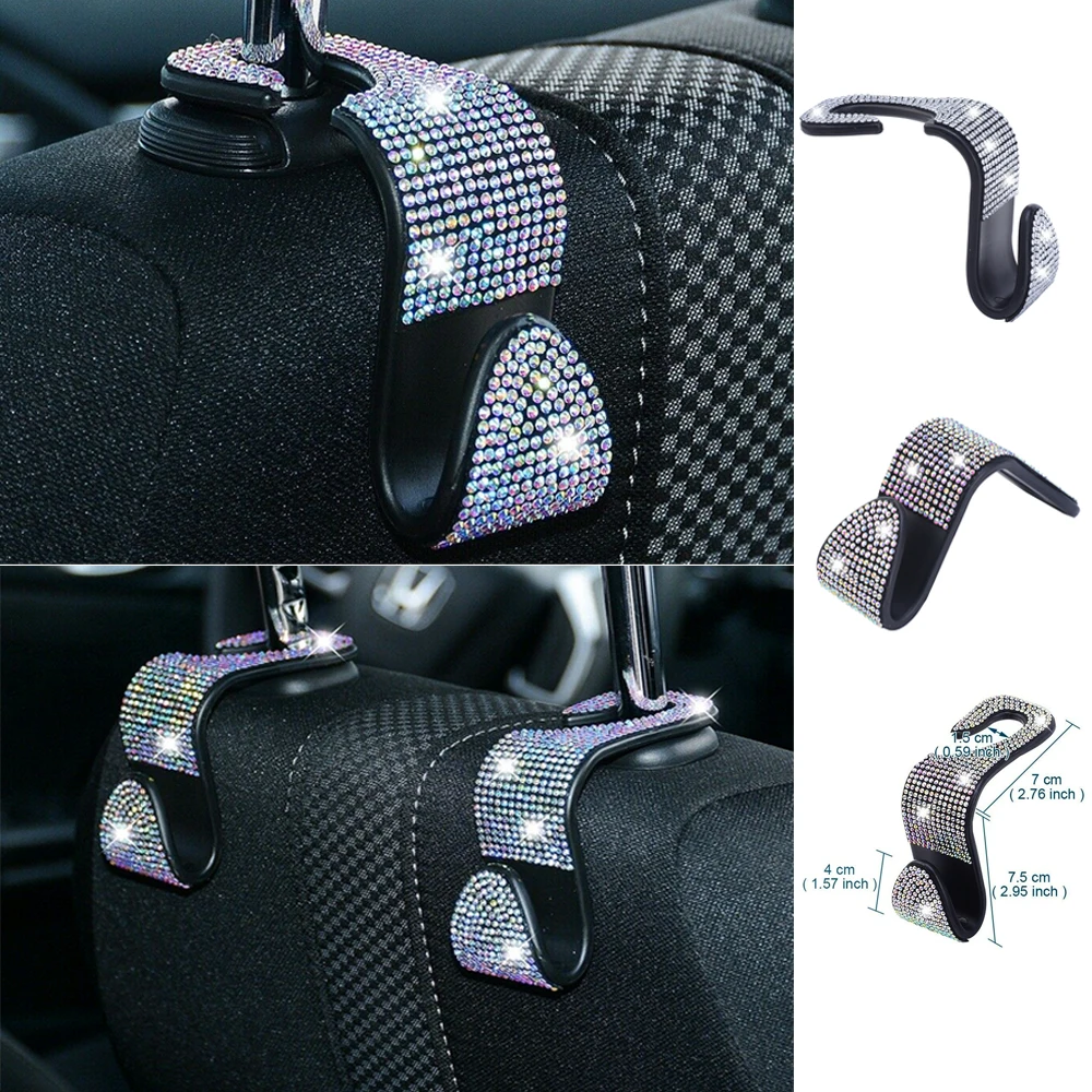 

Bling Diamond Car Seat Back Hook Rhinestones Hanger Auto Back Universal Headrest Mount Storage Holder Car Interior Accessories