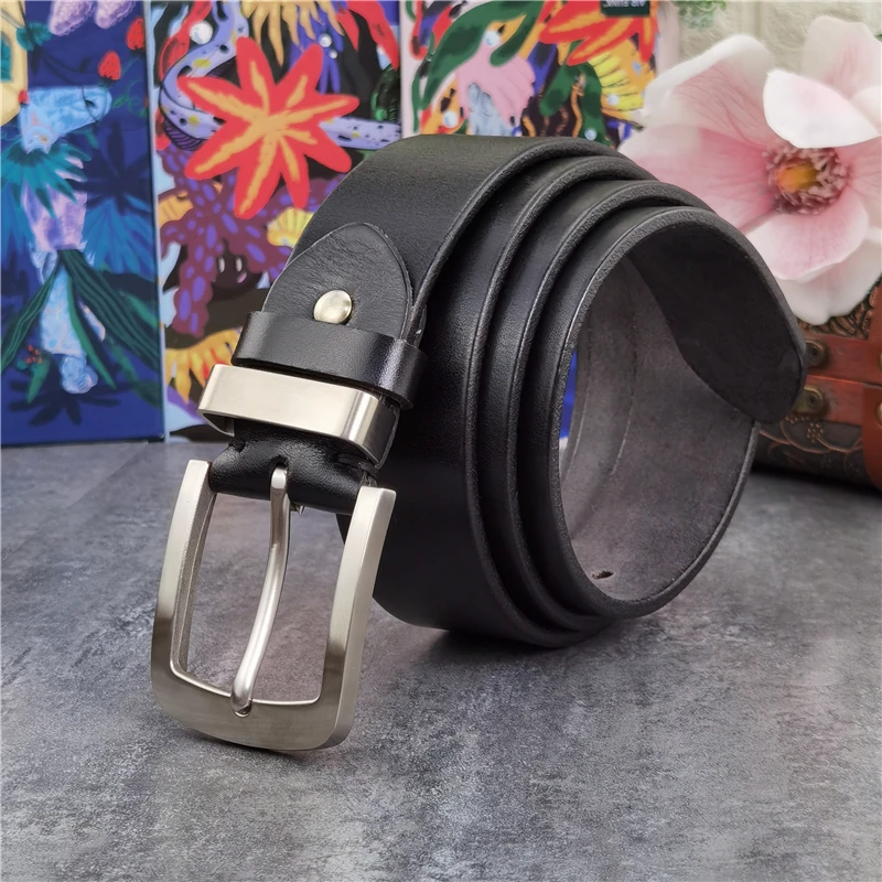 Stainless Steel Belt Buckle Luxury Leather Belt Men Ceinture Men Belt Leather Genuine Men's Belt Wide Long Belt For Men SBT0016