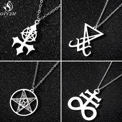 Stainless Steel Leviathan Cross Pendant Satanic Symbol Necklace Punk Pentagram Steampunk Satan Fork Necklaces for Women Men 2026
