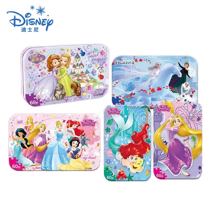 Disney Princess Puzzle Frozen Snow White 60-Piece Wooden Puzzle Toy Cars Sophia Educational Toys For Children 4-7 years old