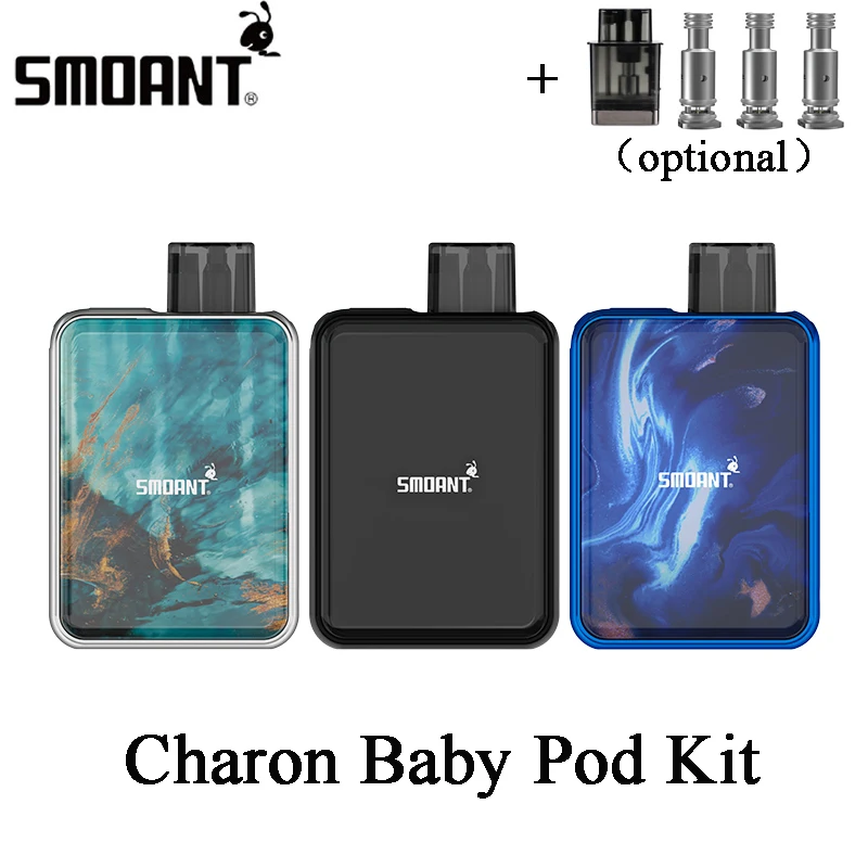 Original Smoant Charon Baby Pod Kit with 2ml cartridge fit 1.2ohm Ni80 /0.6ohm Mesh Coil Electronic Cigarette vs Battlestar Baby