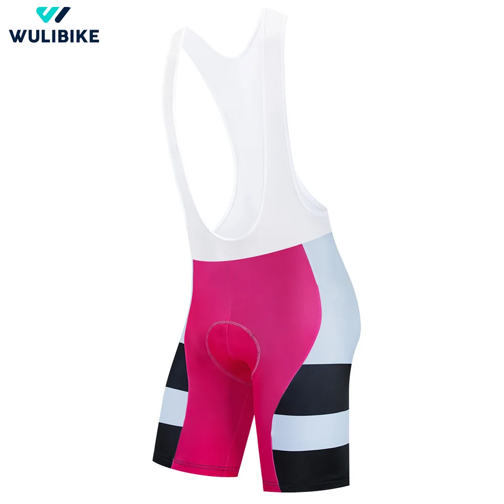 

Wulibike Cycling Bib Shorts Men's High Elastic Sponge Pad Bicycle Shorts Man Bike Sportwear Pink 2021Youth Rainbow Series