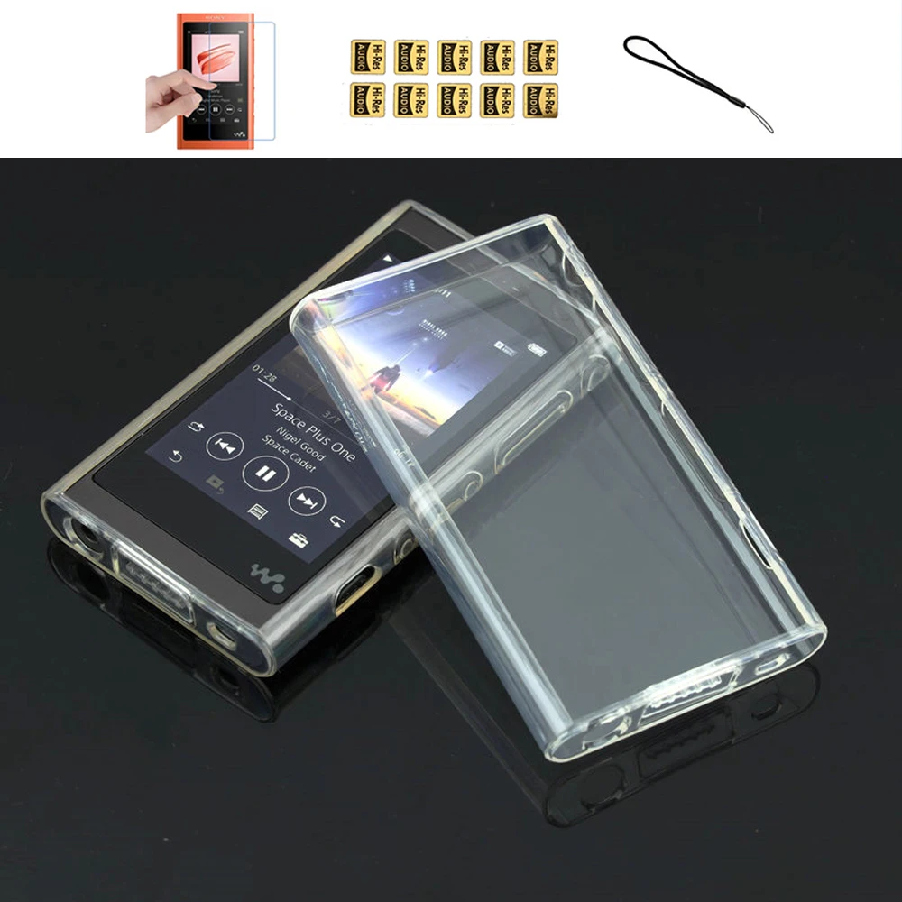 Soft transparent TPU case with protective film and strap for Sony Walkman NW A50 A55 A56 A57 a55hn a56hn a57hn